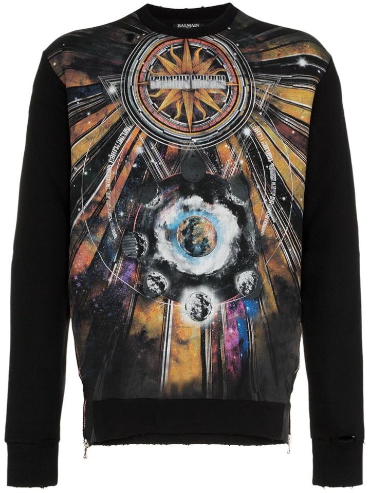 Balmain Balm Sun Print Crw Swt Blk - Black