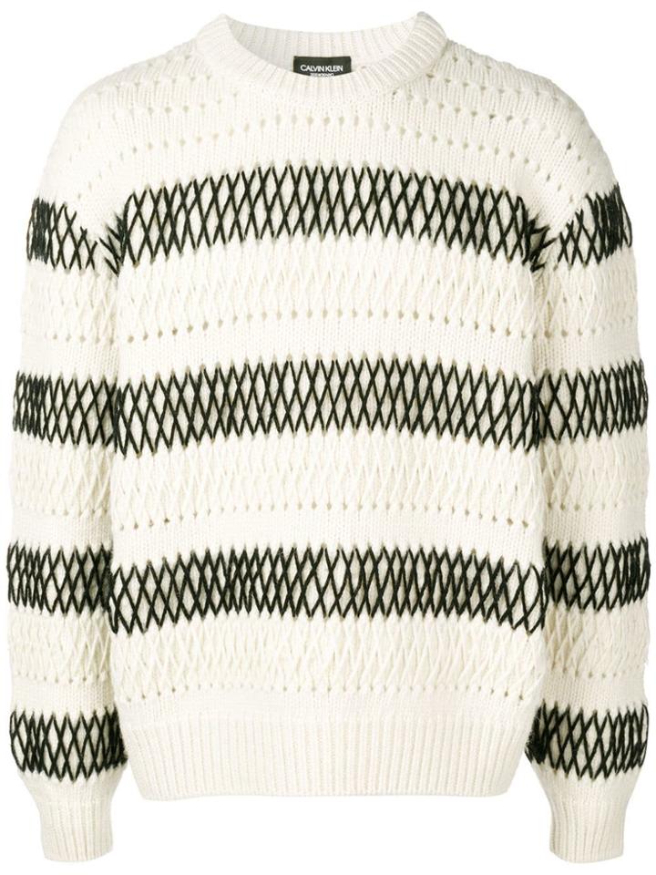Calvin Klein 205w39nyc Striped Embroidered Jumper - White