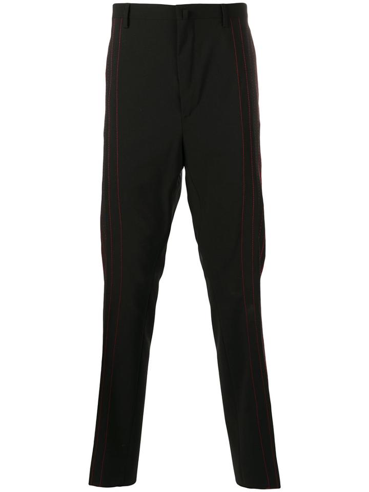 Lanvin Straight Stitch Panel Trousers, Men's, Size: 46, Black, Spandex/elastane/wool