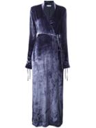 Attico Long Sleeved Wrap Dress, Women's, Size: 42, Blue, Viscose/silk