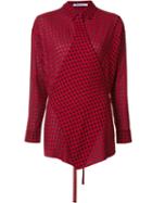 T By Alexander Wang Checked Wrap-style Shirt, Women's, Size: Small, Red, Viscose/cotton/virgin Wool