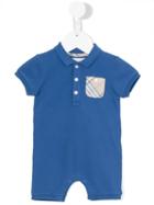 Burberry Kids - Short-sleeved Romper - Kids - Cotton/spandex/elastane - 6 Mth, Blue