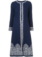 Oscar De La Renta Medallion Embroidered Coat - Blue