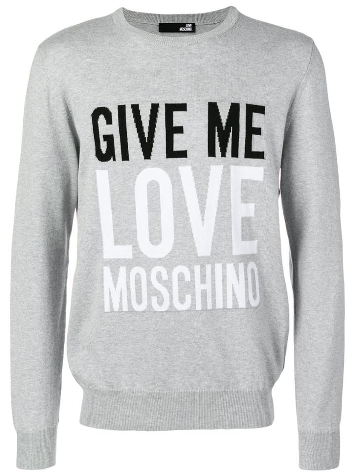 Love Moschino 'give Me Love' Print Jumper - Grey