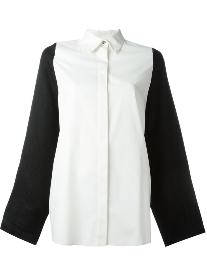 Mm6 Maison Margiela Color Block Shirt, Women's, Size: 38, White, Cotton/linen/flax/viscose