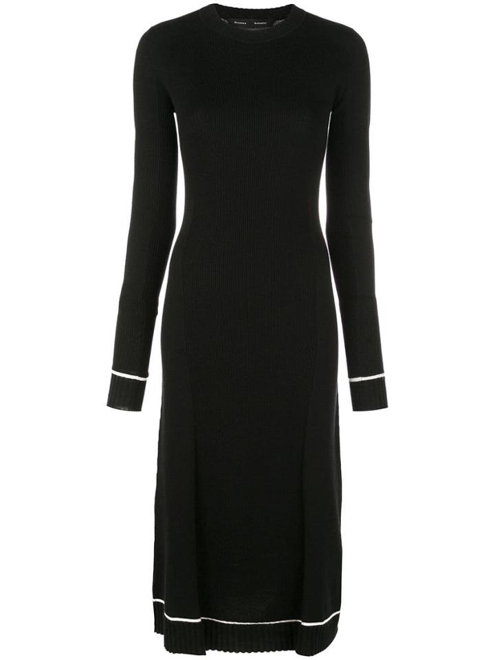 Proenza Schouler Ribbed Knit Long Sleeve Dress - Black