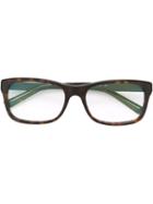 Bulgari Rectangular Frame Glasses, Brown, Acetate/rubber