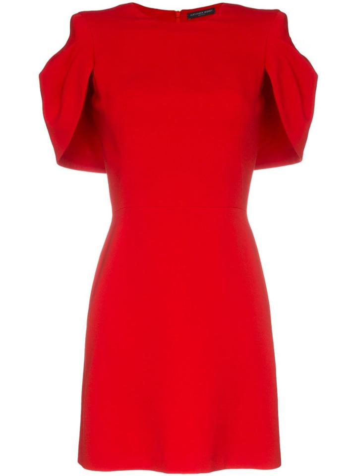 Alexander Mcqueen Cape Silk Mini Dress - Red