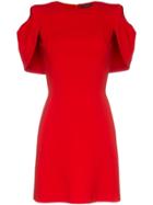 Alexander Mcqueen Cape Silk Mini Dress - Red