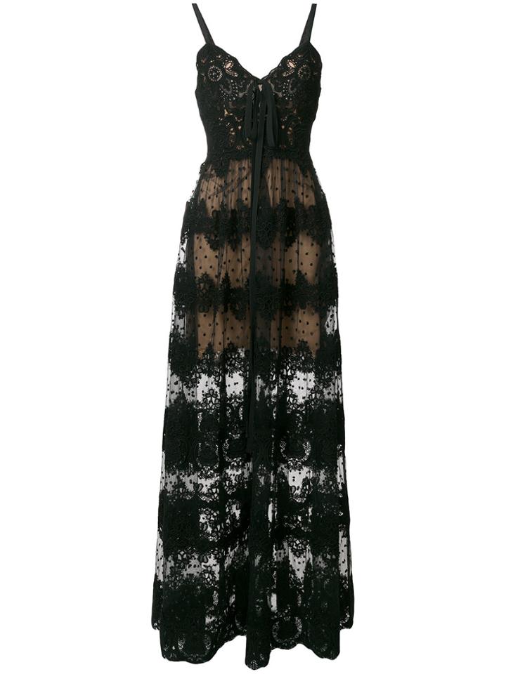 Elie Saab Sheer Lace Dress - Black