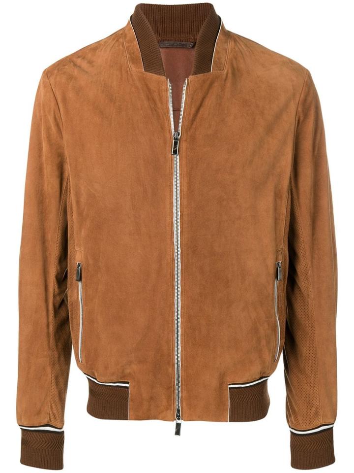 Ermenegildo Zegna Zipped Bomber Jacket - Brown