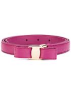 Salvatore Ferragamo - 'vara' Bow Belt - Women - Leather - 100, Pink/purple, Leather