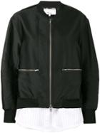 3.1 Phillip Lim Shirt Hem Bomber Jacket, Women's, Size: 8, Black, Polyester/silk/viscose/spandex/elastane