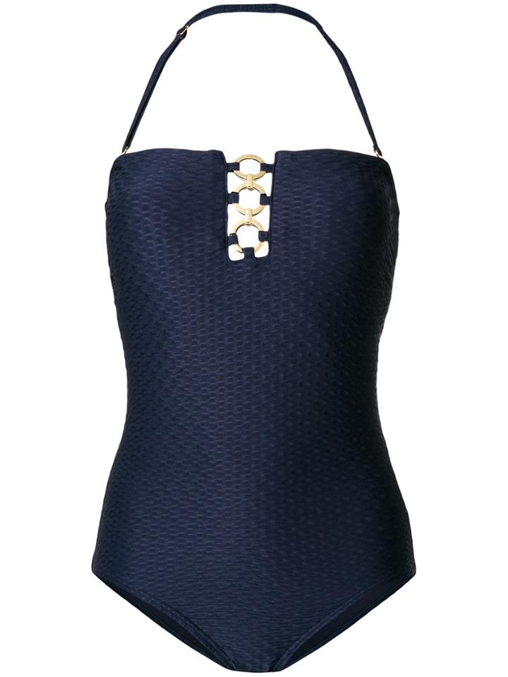 Michael Michael Kors Textured Strapless Swimsuit - Blue