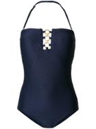 Michael Michael Kors Textured Strapless Swimsuit - Blue