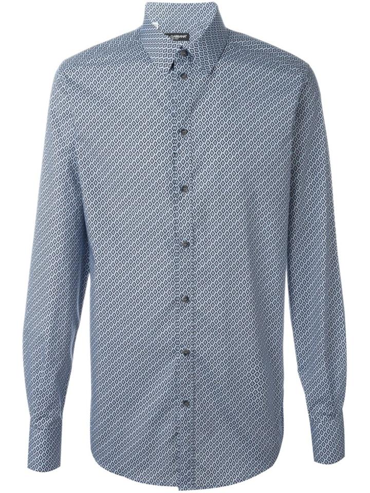 Dolce & Gabbana Diamond Print Shirt - Blue