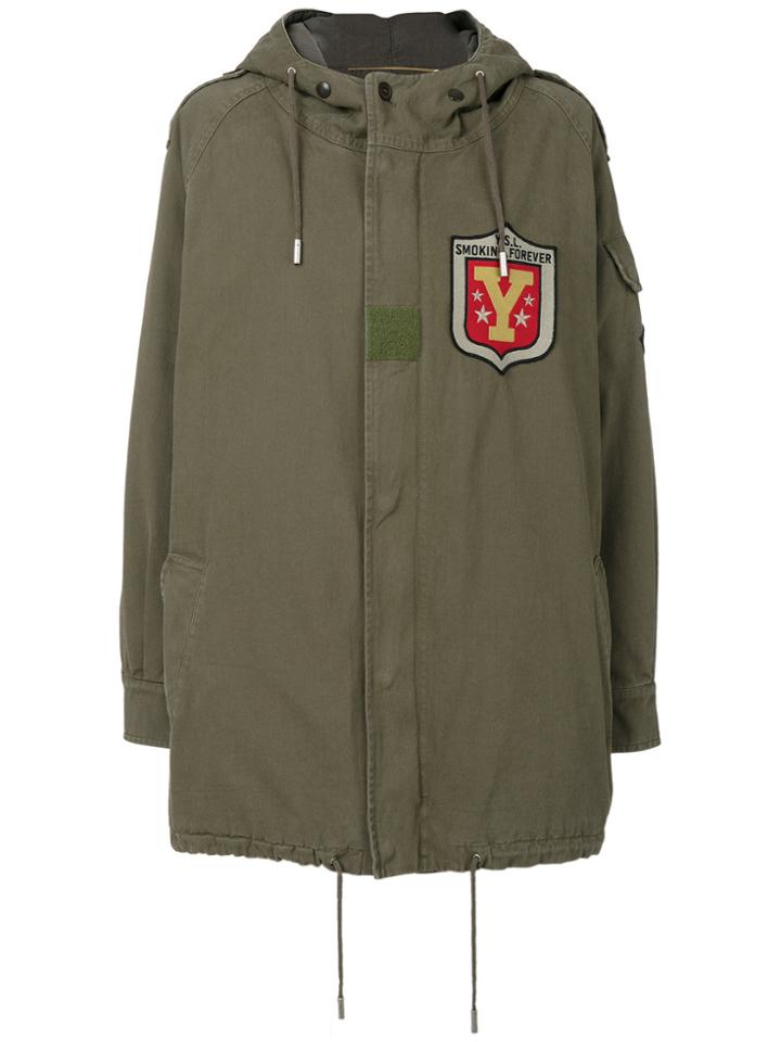 Saint Laurent Hooded Military Parka Coat - Green