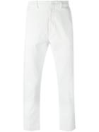 Pence Frayed Hem Straight Trousers, Men's, Size: 46, White, Cotton/spandex/elastane