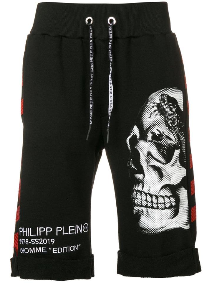 Philipp Plein Skull Print Track Shorts - Black