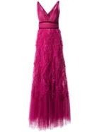 Marchesa Notte Ruffled Tulle Gown - Pink & Purple