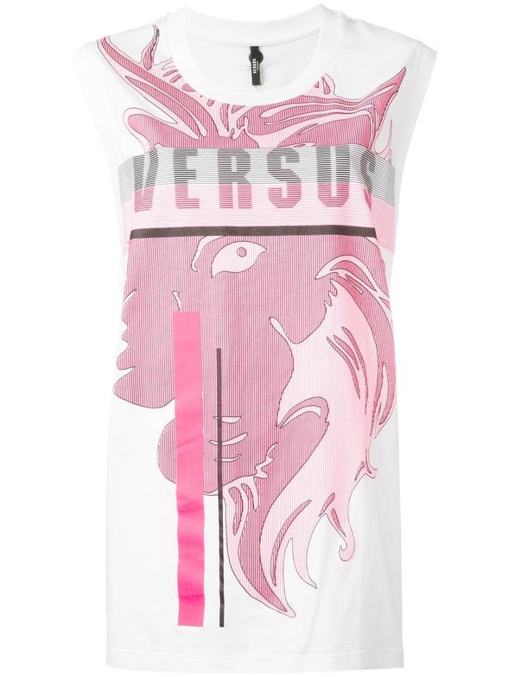 Versus Logo Print Sleeveless T-shirt, Women's, Size: Xs, White, Cotton