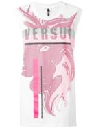 Versus Logo Print Sleeveless T-shirt, Women's, Size: Xs, White, Cotton