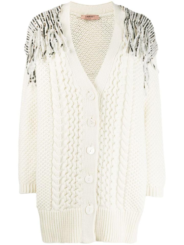 Twin-set Sequin Knitted Cardigan - Neutrals