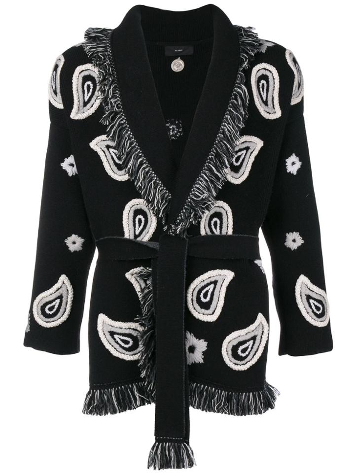 Alanui Cashmere Jacquard Knit Cardigan - Black