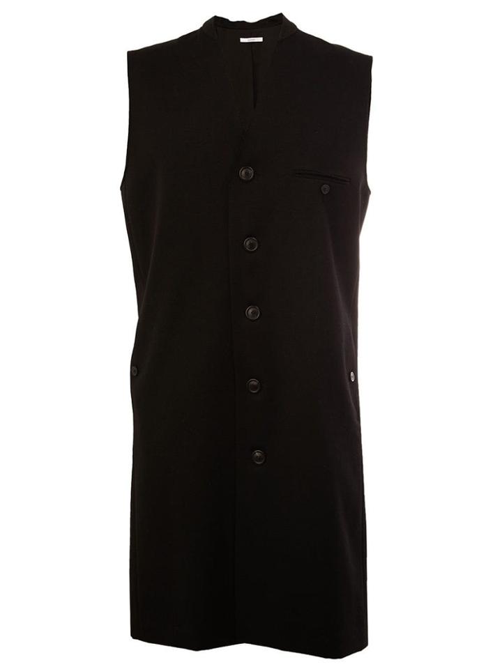 Aganovich Long Button-up Waistcoat - Black