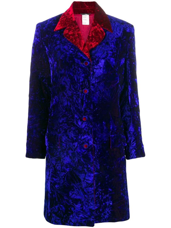Versace Pre-owned Crushed Velvet Coat - Blue