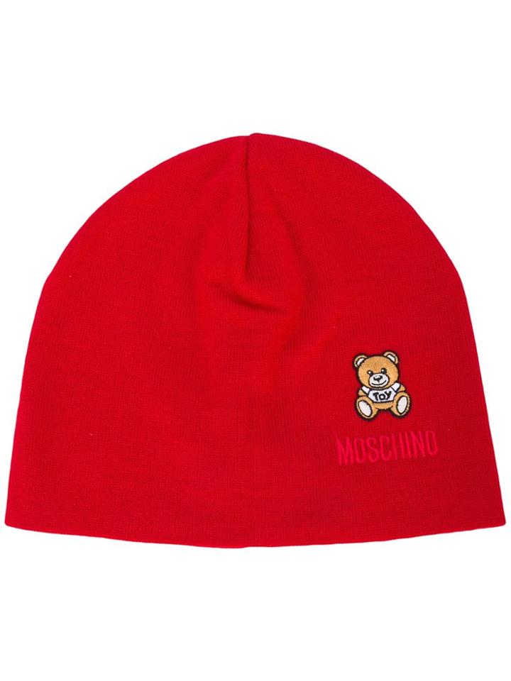 Moschino Teddy Bear Patch Beanie - Red