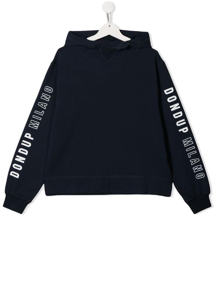 Dondup Kids Logo Sleeve Hoodie - Blue