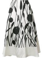 Carolina Herrera 'floral Circle' Skirt, Women's, Size: 12, White, Silk/cotton