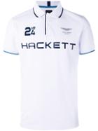 Hackett Logo Print Polo Shirt, Men's, Size: Large, White, Cotton/spandex/elastane