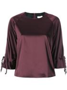 Rosetta Getty Ruched Drawstring Sleeve Top - Red