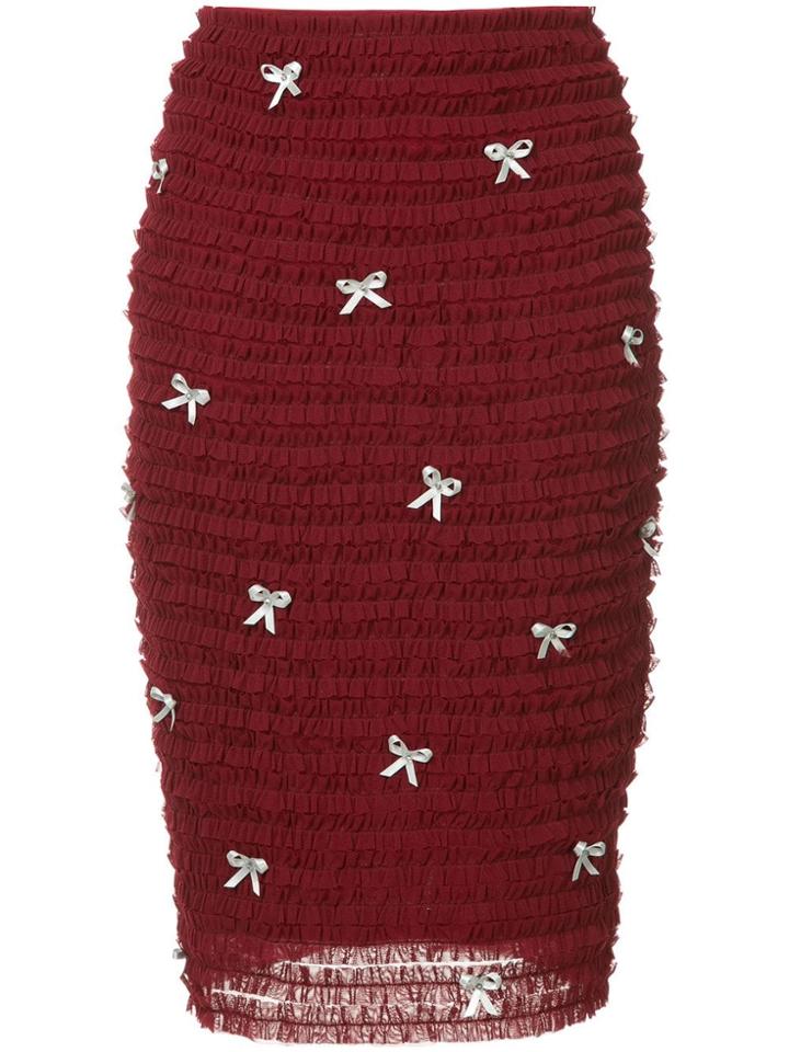 Tu Es Mon Trésor Ribbon Mesh Skirt - Red