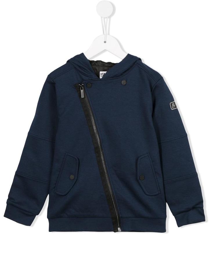 Karl Lagerfeld Kids Asymmetric Zip Fastening Hoodie, Boy's, Size: 6 Yrs, Blue