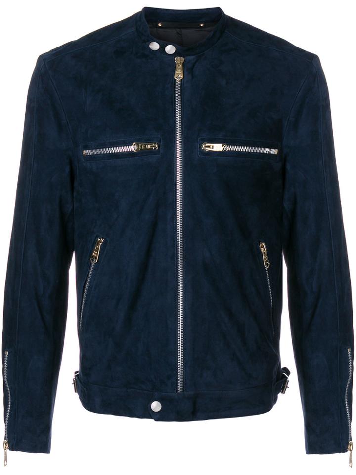 Paul Smith Zipped Biker Jacket - Blue