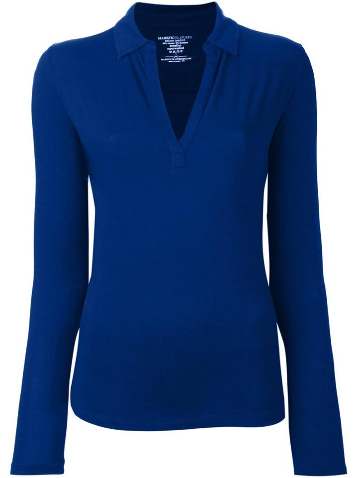 Majestic Filatures V-neck Open Collar Shirt