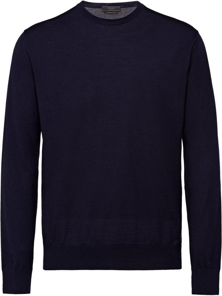 Prada Knitted Crew Neck Sweater - Blue
