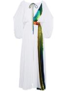 Rosie Assoulin Rainbow Lamé Pleated Maxi Dress - White