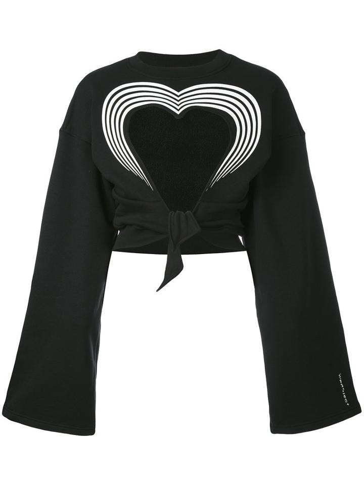 Y / Project - Cutout Heart Cropped Sweatshirt - Women - Cotton/spandex/elastane - S, Black, Cotton/spandex/elastane
