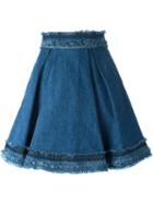 Alexander Mcqueen Fringed Denim Skirt, Women's, Size: 40, Blue, Cotton