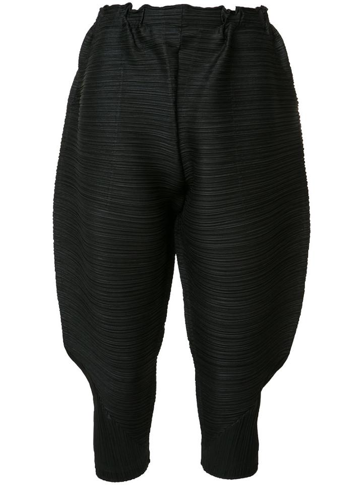 Pleats Please By Issey Miyake Cropped Trousers, Women's, Size: 3, Black, Polyester