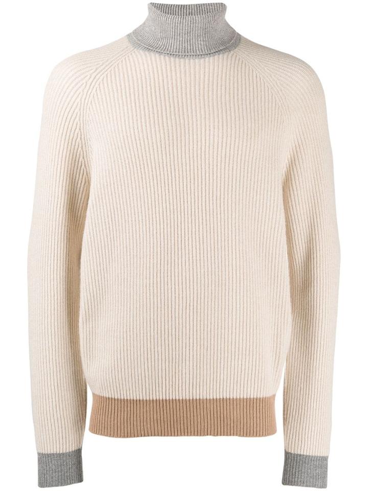 Brunello Cucinelli Colour-block Turtleneck Jumper - Neutrals