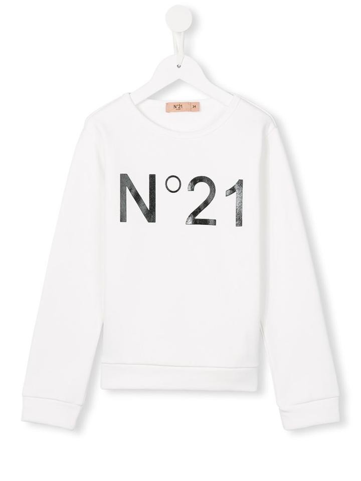 No21 Kids Logo Print Sweatshirt, Girl's, Size: 11 Yrs, White