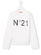 No21 Kids Logo Print Sweatshirt, Girl's, Size: 11 Yrs, White
