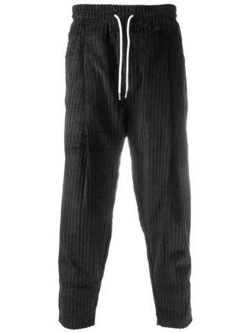 Drôle De Monsieur Striped Drawstring Trousers - Black