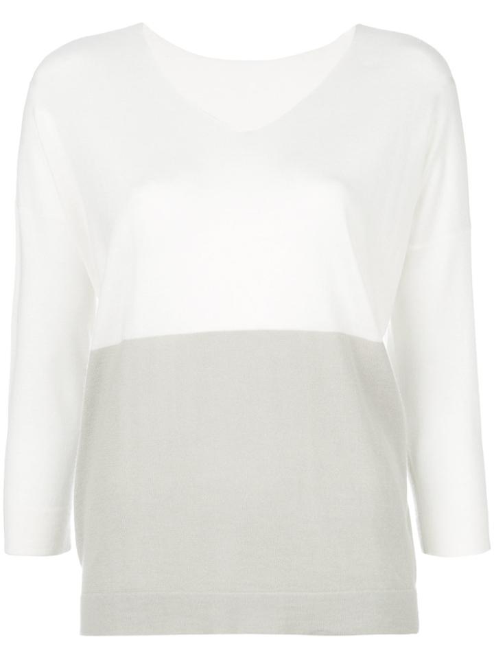 Le Tricot Perugia Contrast Fitted Top - White