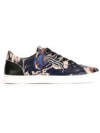Dolce & Gabbana Bird Print Sneakers, Men's, Size: 40, Blue, Calf Leather/leather/rubber